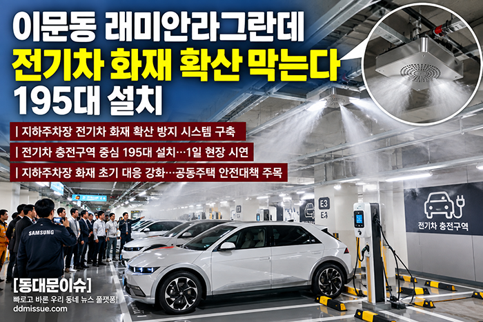 이문동 래미안라그란데, 전기차 화재 확산 막는다…195대 설치
